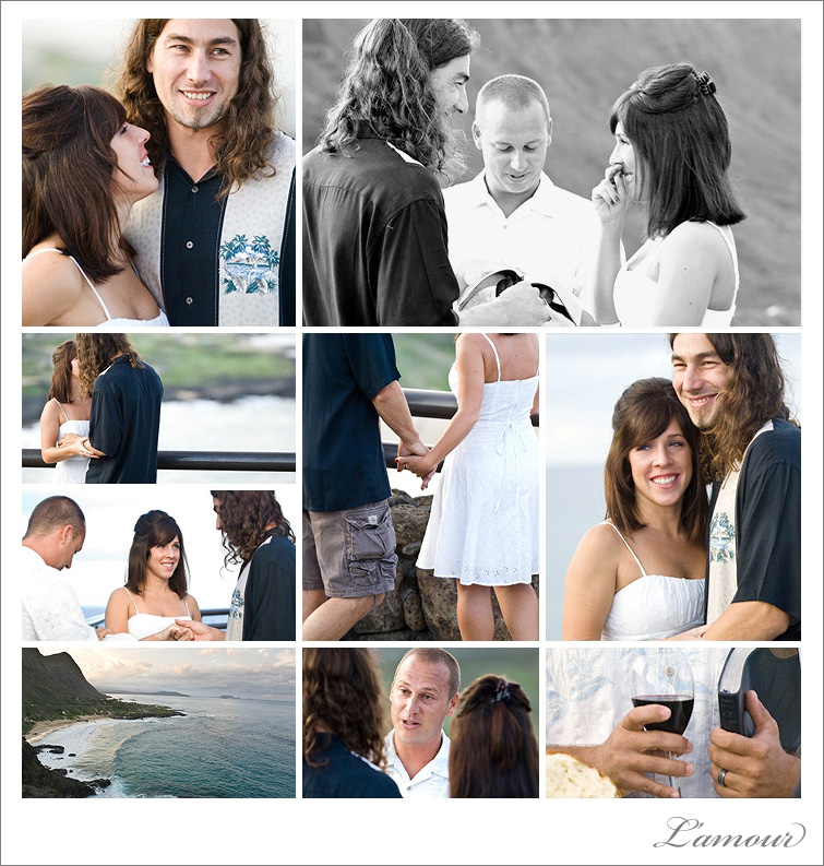 Wedding Photographs of  ceremony at sunset at Makapu'u Beach in Oahu, Hawaii. 
